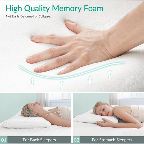 New! 2.75 Inches Standard Size Hyper Slim Memory Foam Pillow for Stomach and Bac - Picture 5 of 8